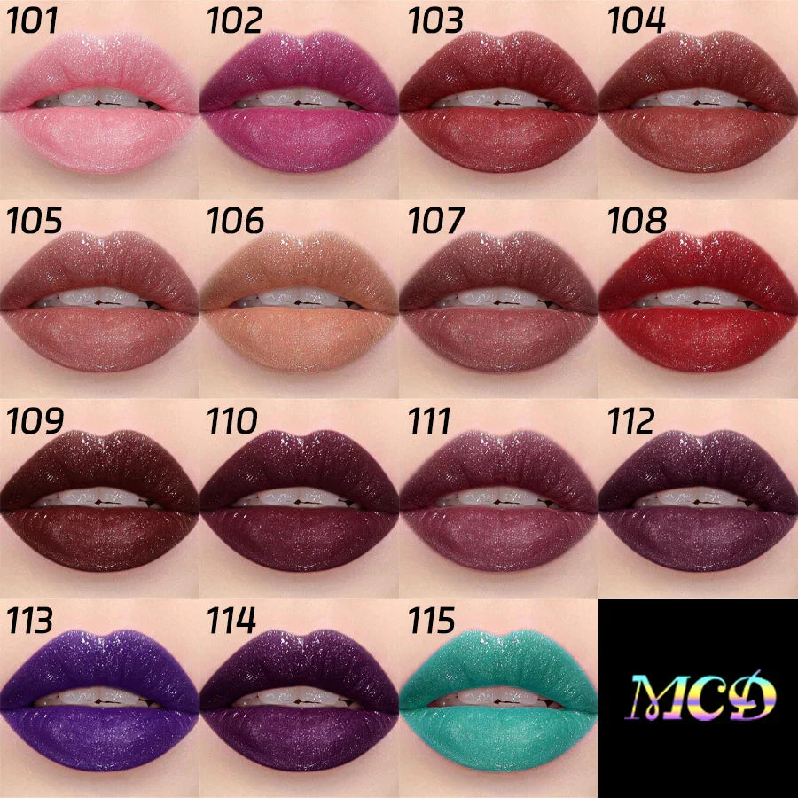 Glitter Lip Glaze Long Lasting Waterproof Liquid Lipstick Dewy Finish Lip Oil Lip Tint makeup Pearl lip gloss Sexy Cosmetics