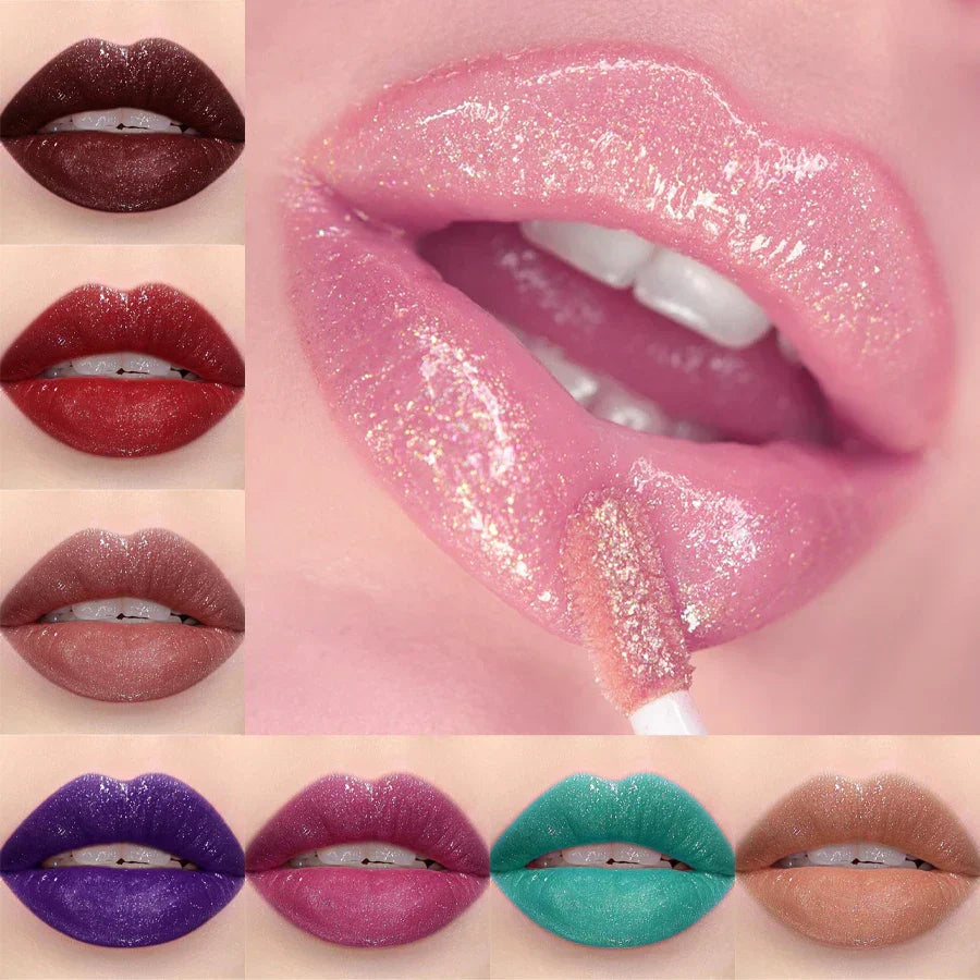 Glitter Lip Glaze Long Lasting Waterproof Liquid Lipstick Dewy Finish Lip Oil Lip Tint makeup Pearl lip gloss Sexy Cosmetics